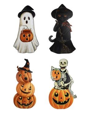 Vintage inspired Halloween metal signs. Set of 4 NWT